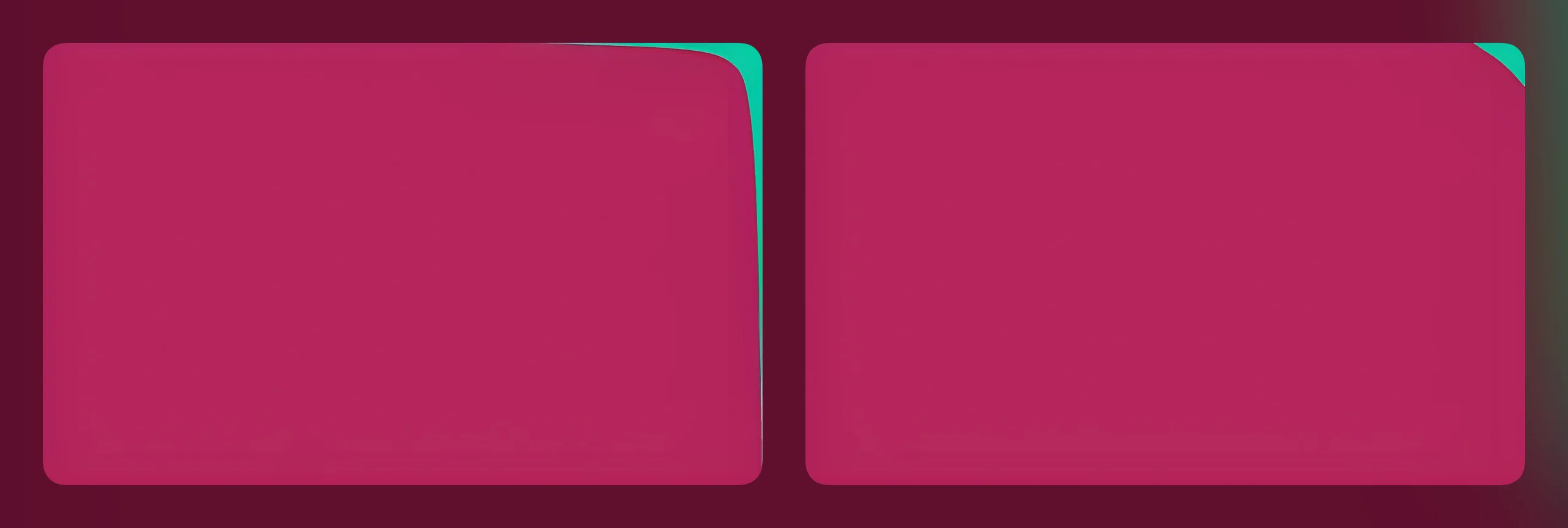 Two versions of the same magenta colored rectangle side-by-side. The left shows the top-right corner more rounded than the right which is equally rounded.